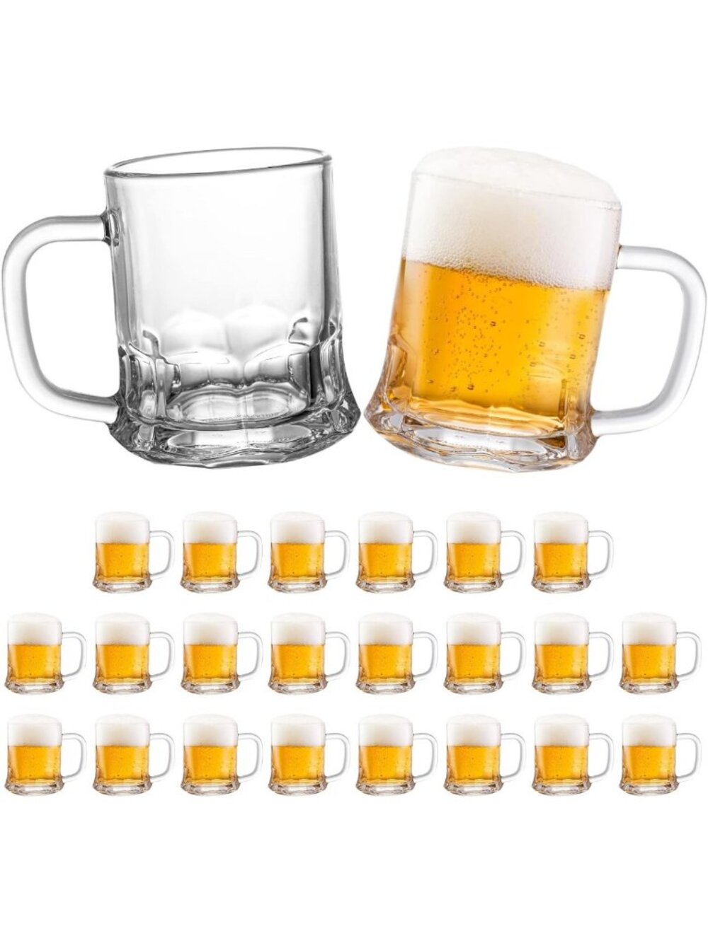 Set of 24 Mini Beer Mugs - 5oz Mason Glasses for Tasting, Freezer & Sampler